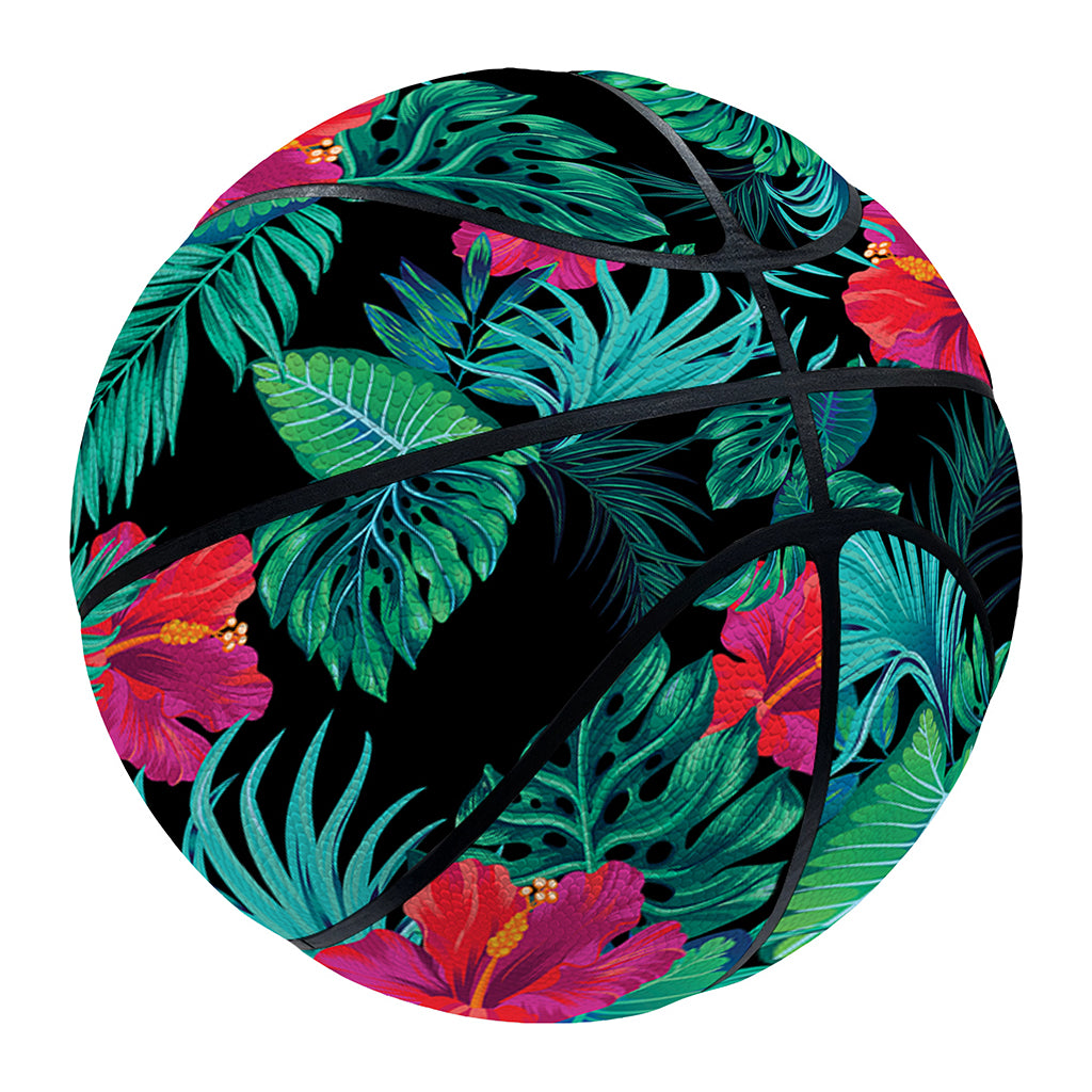 Turquoise Hawaiian Palm Leaves Print Basketball