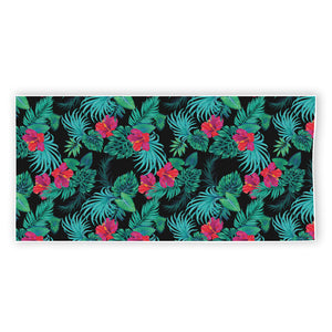 Turquoise Hawaiian Palm Leaves Print Beach Towel