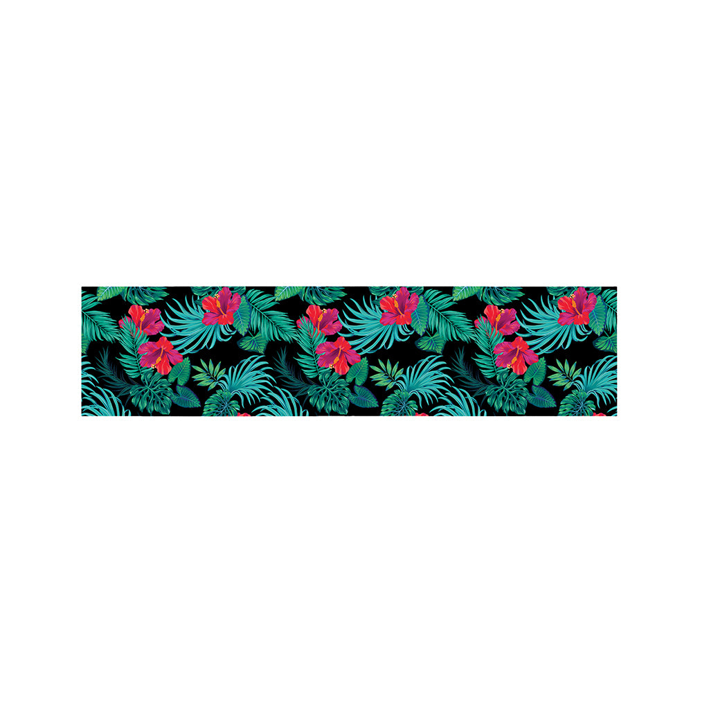 Turquoise Hawaiian Palm Leaves Print Bed Runner