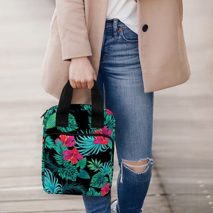Turquoise Hawaiian Palm Leaves Print Bible Tote Bag