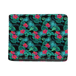 Turquoise Hawaiian Palm Leaves Print Bifold Wallet