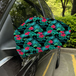 Turquoise Hawaiian Palm Leaves Print Car Side Mirror Covers