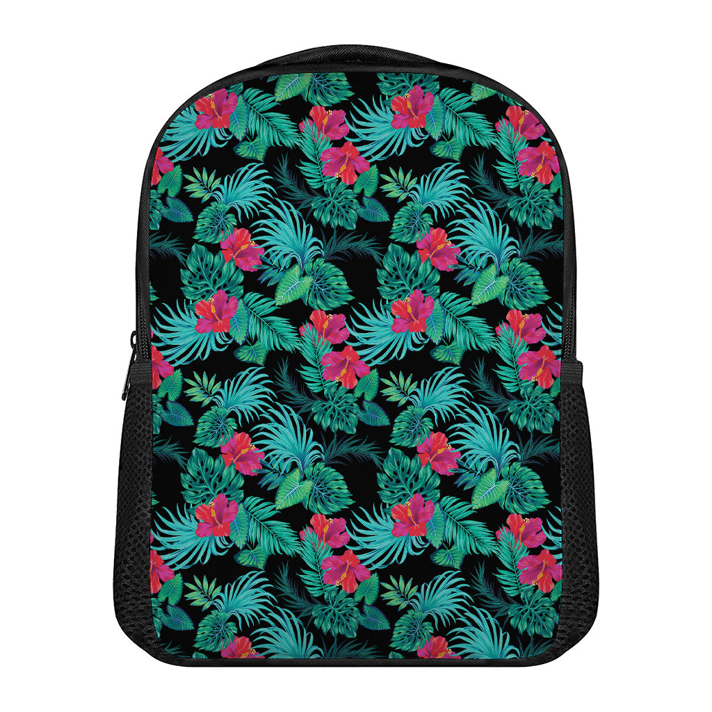 Turquoise Hawaiian Palm Leaves Print Casual Backpack