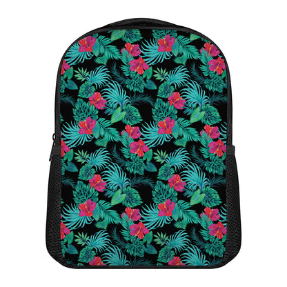 Turquoise Hawaiian Palm Leaves Print Casual Backpack