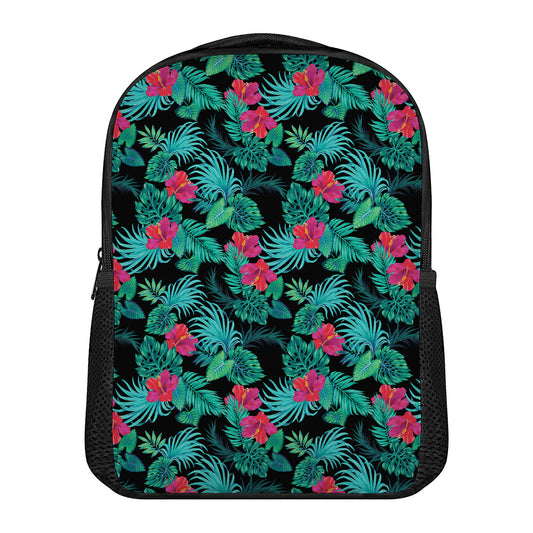 Turquoise Hawaiian Palm Leaves Print Casual Backpack