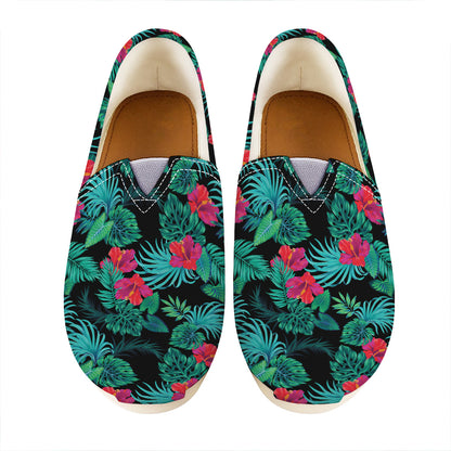 Turquoise Hawaiian Palm Leaves Print Casual Shoes
