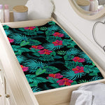 Turquoise Hawaiian Palm Leaves Print Changing Pad Cover