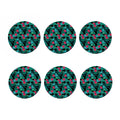 Turquoise Hawaiian Palm Leaves Print Coaster Set