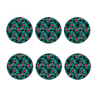 Turquoise Hawaiian Palm Leaves Print Coaster Set