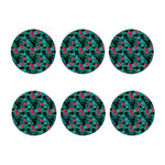 Turquoise Hawaiian Palm Leaves Print Coaster Set