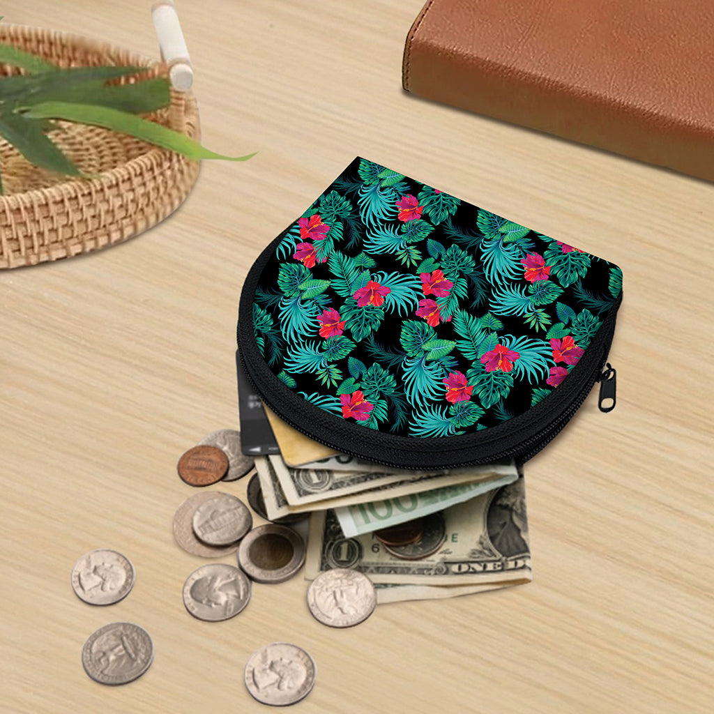 Turquoise Hawaiian Palm Leaves Print Coin Purse