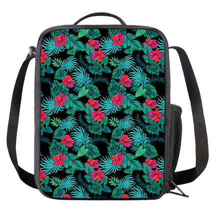 Turquoise Hawaiian Palm Leaves Print Crossbody Lunch Bag