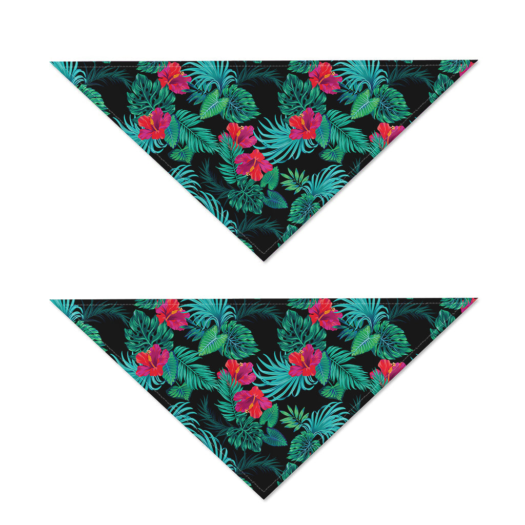 Turquoise Hawaiian Palm Leaves Print Dog Bandana