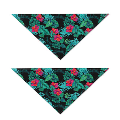 Turquoise Hawaiian Palm Leaves Print Dog Bandana