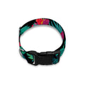 Turquoise Hawaiian Palm Leaves Print Dog Collar