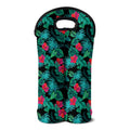 Turquoise Hawaiian Palm Leaves Print Double Neoprene Wine Tote
