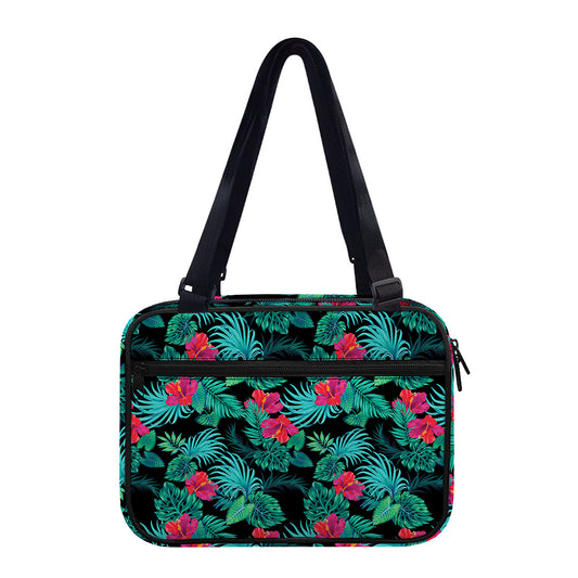 Turquoise Hawaiian Palm Leaves Print Double Strap Bible Bag