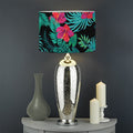 Turquoise Hawaiian Palm Leaves Print Drum Lamp Shade