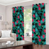 Turquoise Hawaiian Palm Leaves Print Extra Wide Grommet Curtains