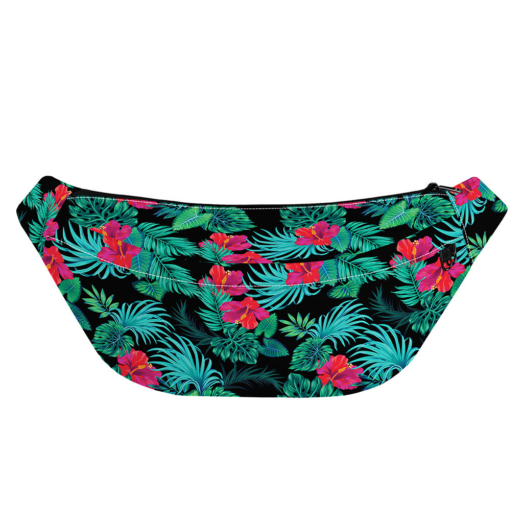 Turquoise Hawaiian Palm Leaves Print Fanny Pack