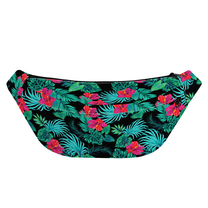 Turquoise Hawaiian Palm Leaves Print Fanny Pack