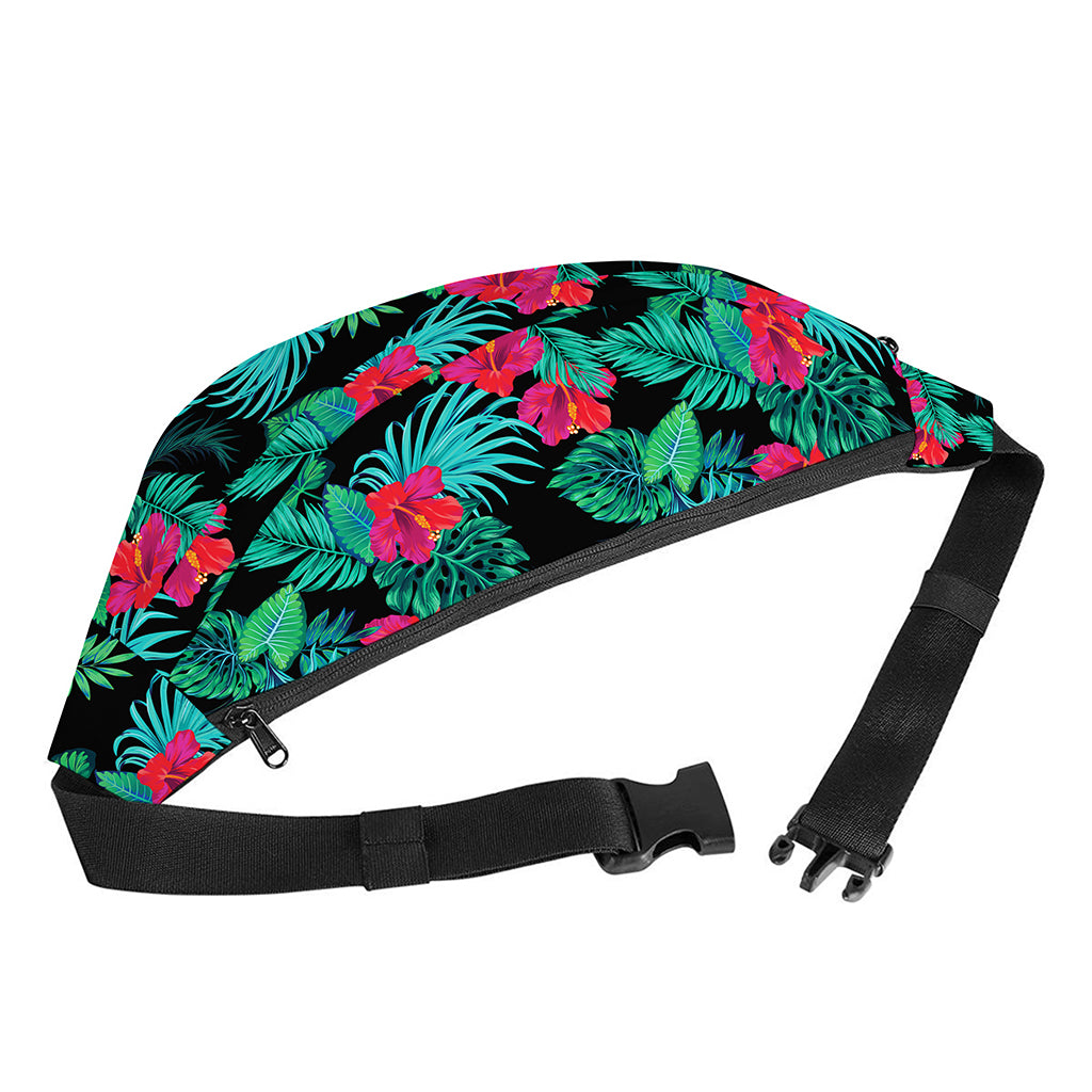Turquoise Hawaiian Palm Leaves Print Fanny Pack