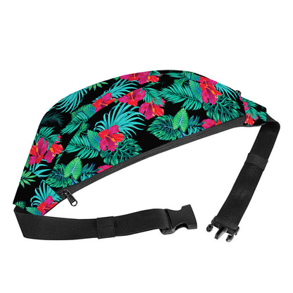 Turquoise Hawaiian Palm Leaves Print Fanny Pack