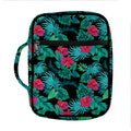Turquoise Hawaiian Palm Leaves Print Front Pocket Bible Bag