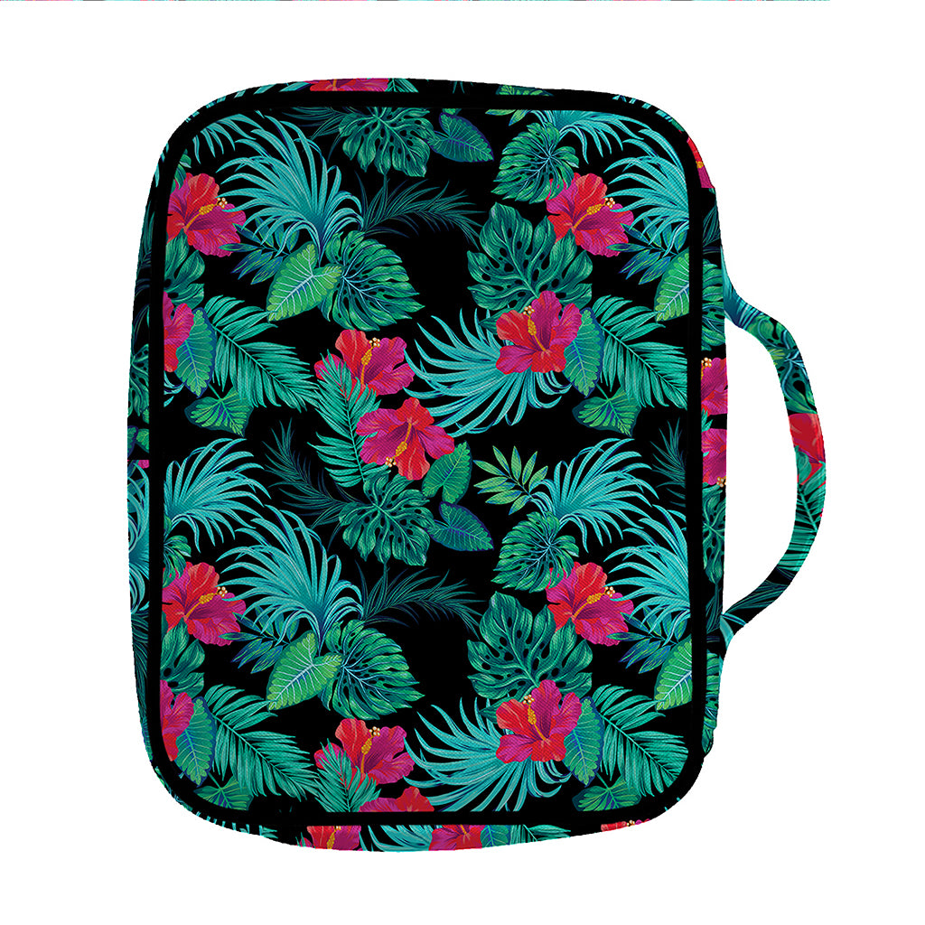 Turquoise Hawaiian Palm Leaves Print Front Pocket Bible Bag