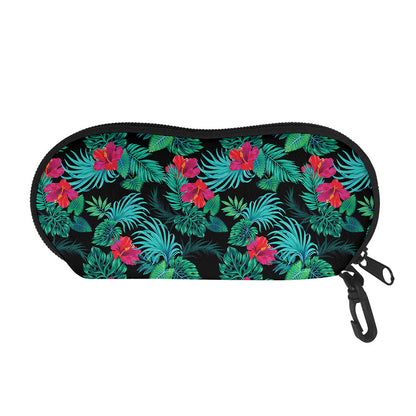Turquoise Hawaiian Palm Leaves Print Glasses Case