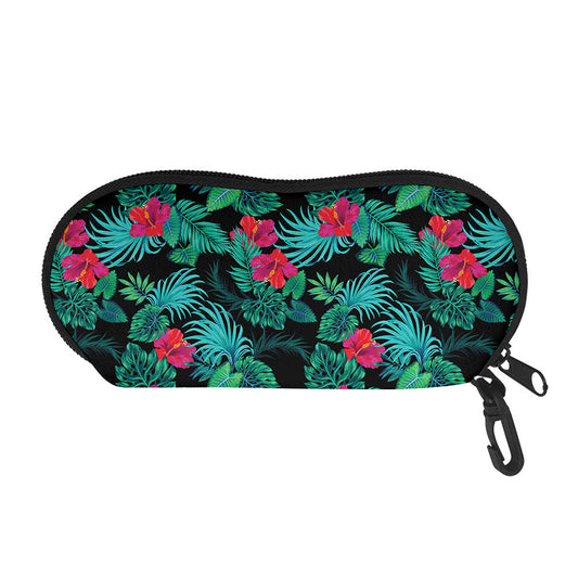 Turquoise Hawaiian Palm Leaves Print Glasses Case