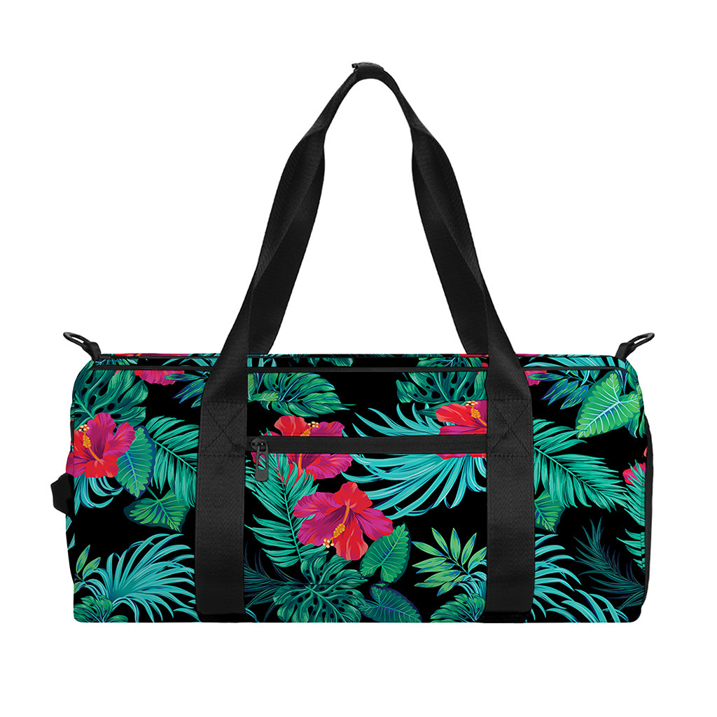 Turquoise Hawaiian Palm Leaves Print Gym Bag