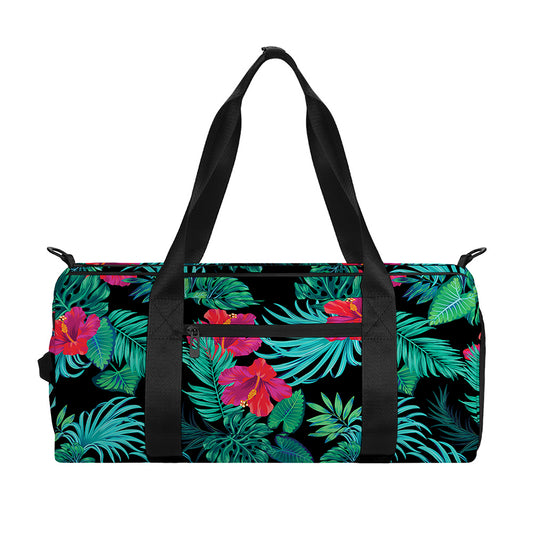 Turquoise Hawaiian Palm Leaves Print Gym Bag
