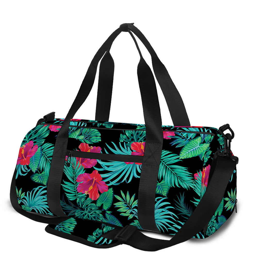 Turquoise Hawaiian Palm Leaves Print Gym Bag