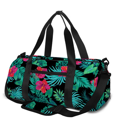 Turquoise Hawaiian Palm Leaves Print Gym Bag