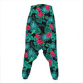 Turquoise Hawaiian Palm Leaves Print Hammer Pants