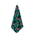 Turquoise Hawaiian Palm Leaves Print Hand Towel