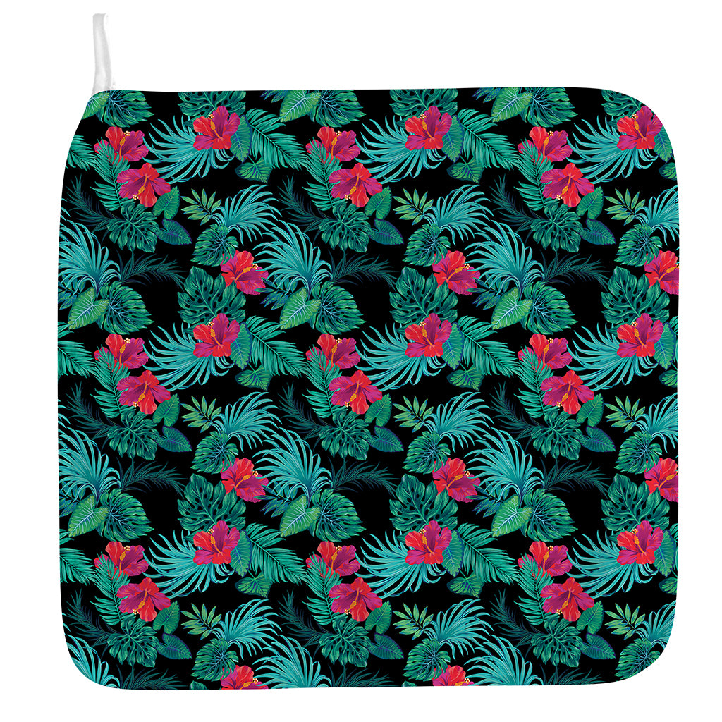 Turquoise Hawaiian Palm Leaves Print Hand Towel