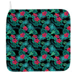 Turquoise Hawaiian Palm Leaves Print Hand Towel