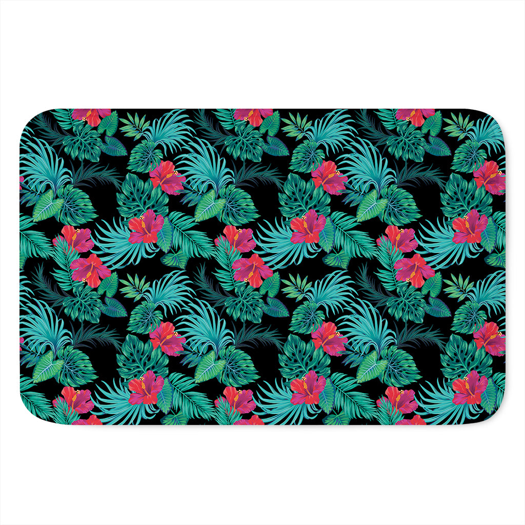 Turquoise Hawaiian Palm Leaves Print Indoor Door Mat