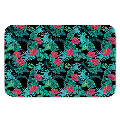 Turquoise Hawaiian Palm Leaves Print Indoor Door Mat