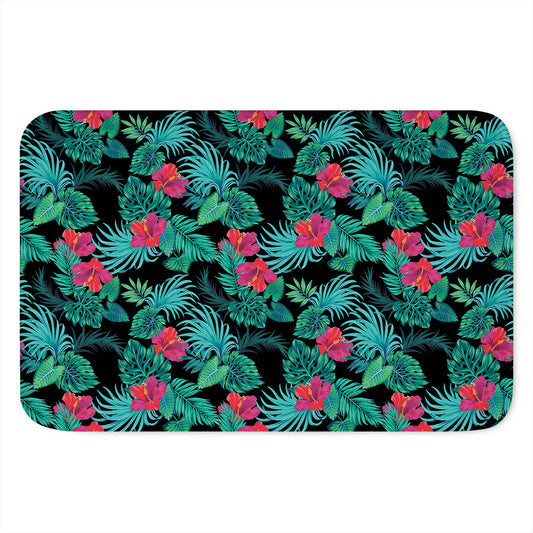 Turquoise Hawaiian Palm Leaves Print Indoor Door Mat