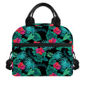 Turquoise Hawaiian Palm Leaves Print Insulated Lunch Bag