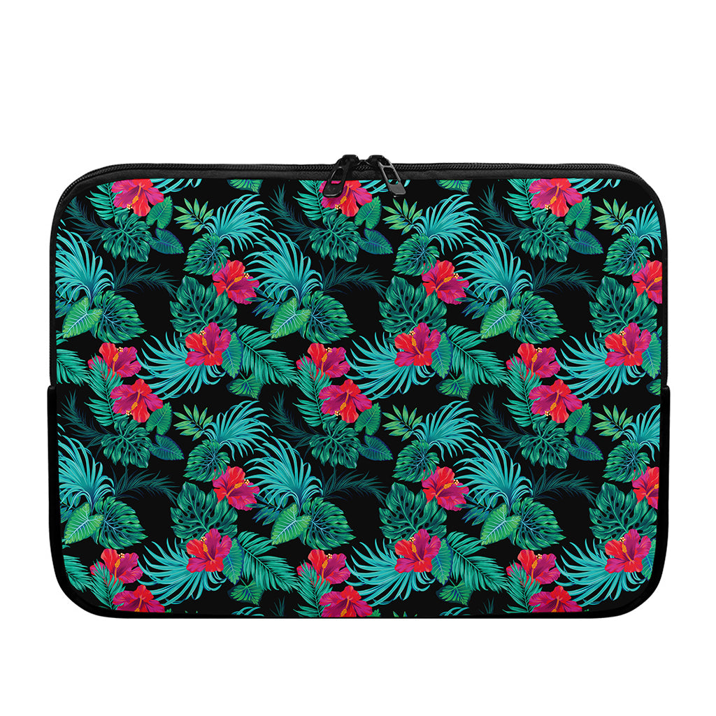 Turquoise Hawaiian Palm Leaves Print Laptop Sleeve