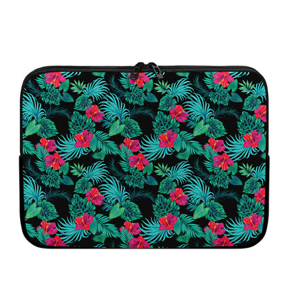 Turquoise Hawaiian Palm Leaves Print Laptop Sleeve