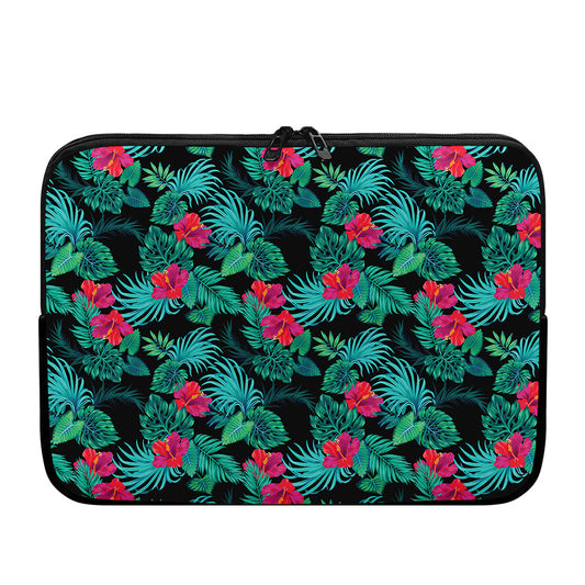 Turquoise Hawaiian Palm Leaves Print Laptop Sleeve