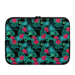 Turquoise Hawaiian Palm Leaves Print Laptop Sleeve