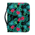 Turquoise Hawaiian Palm Leaves Print Leather Bible Cover