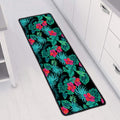 Turquoise Hawaiian Palm Leaves Print Long Kitchen Mat