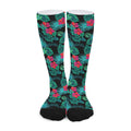 Turquoise Hawaiian Palm Leaves Print Long Socks